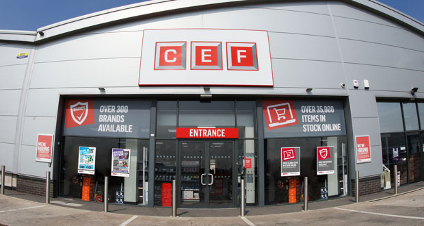 Retail store with large entrance signage