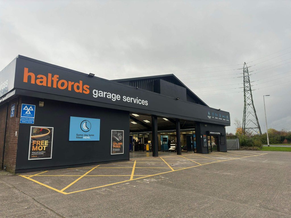 Halfords garage services building exterior